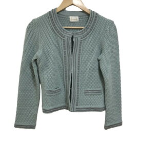 【中古】HARRODS(ハロッズ) カーディガン 長袖 ライトグリーン×ライトグレー