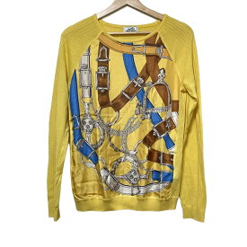 【中古】HERMES(エルメス) 長袖セーター カシミヤ/シルク イエロー×ブラウン×マルチ