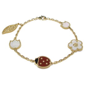 【中古】VanCleef & Arpels(ヴァンクリーフ&アーペル) ラッキー スプリング ブレスレット ブレスレット 5モチーフ K18PG×マザーオブパール×カーネリアン×オニキス