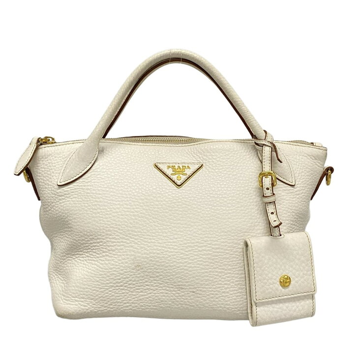 楽天市場】【中古】PRADA(プラダ) ハンドバッグ アイボリー レザー 