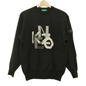 【中古】KENZO(ケンゾー) 長袖セーター クルーネック/GOLF 黒×グレー×白