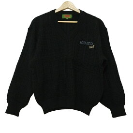【中古】KENZO(ケンゾー) 長袖セーター Vネック/GOLF 黒