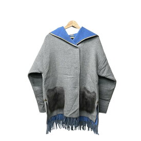 【中古】BOGNER(ボグナー) コート 長袖/ファー/ニット/フリンジ/冬 グレー