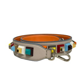 【新着】【中古】FENDI(フェンディ) ストラップユー ショルダーストラップ グレー×ライトブルー×マルチ レザー