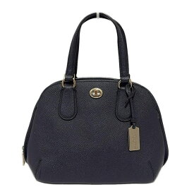 【中古】COACH(コーチ) ミニプリンスストリートサッチェル ハンドバッグ ダークネイビー レザー
