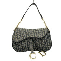 C.Dior ダブルサドルバッグ トロッターキャンバスxブラック SV金具 
