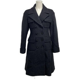 【中古】CHANEL(シャネル) コート 長袖/ラメ/4ポケット/ココマークボタン/冬 黒 ウール