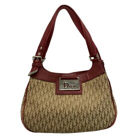 【新着】【中古】DIOR/ChristianDior(ディオール/クリスチャンディオール) ストリートシック,トロッター トートバッグ ベージュ×ダークブラウン×レッド レザー