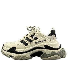 【新着】【中古】BALENCIAGA(バレンシアガ) トリプルS スニーカー インソール取外し可/adidasコラボ 白×黒