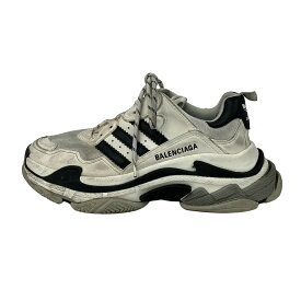 【新着】【中古】BALENCIAGA(バレンシアガ) トリプルS スニーカー インソール取外し可/adidasコラボ 白×黒