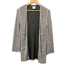 【中古】CHANEL(シャネル) カーディガン ボーダー/ロング丈 白×黒×マルチ