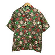 【中古】GUCCI(グッチ) 半袖シャツ シルク/リンゴ柄 ベージュ×マルチ