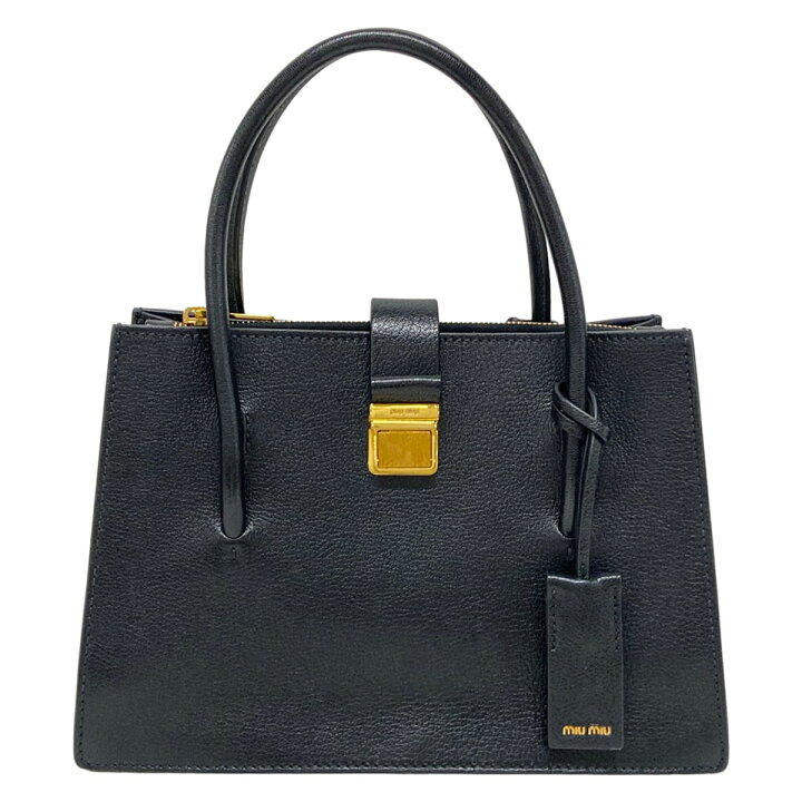 楽天市場】【中古】miumiu(ミュウミュウ) ハンドバッグ 黒 レザー 