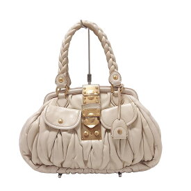【中古】miumiu(ミュウミュウ) マテラッセ ハンドバッグ アイボリー レザー