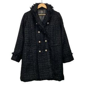 【新着】【中古】Rady(レディ) コート 長袖/ツイード/中綿/ダブル/パール/ラメ/秋/冬 黒