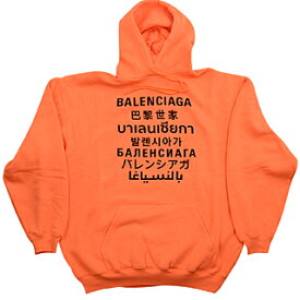 バレンシアガ BALENCIAGA スウェット パーカー プルオーバー 578135 TJVI6 7513 FLUO ORANGE XS オレンジ ロゴ