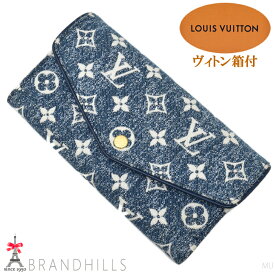 ルイヴィトン 長財布 ポルトフォイユ サラ モノグラム ジャガード デニム ブルー M81183 LOUIS VUITTON ほぼ未使用 【中古】