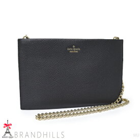 ケイトスペード チェーンショルダーバッグ レザー ブラック クラッチバッグ PXRU6924 001 kate spade new york ほぼ未使用 【中古】