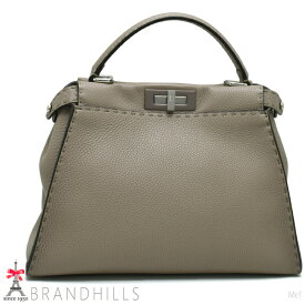 フェンディ ハンドバッグ レディース ピーカブー レギュラー レザー グレージュ 2WAY ショルダー 8BN290 1RM FENDI 美品 【中古】