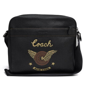 COACH ショルダーバッグ コーチ 39699 Charles Camera With Easy Rider Motif ペブルドレザー 牛革 クロスボディ シボ革 シュリンクレザー 【中古】