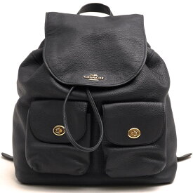 COACH リュック コーチ F37410 BILLIE BACKPACK IN PEBBLE LEATHER ビリー バックパック ペブルドレザー 牛革 巾着型 シボ革 シュリンクレザー 【中古】
