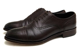 SHETLANDFOX ビジネスシューズ シェットランドフォックス 042FSF Birmingham バーミンガム 国産牛革 レベルソ仕上げ ストレートチップ レザーソール グッドイヤーウェルト製法 【中古】