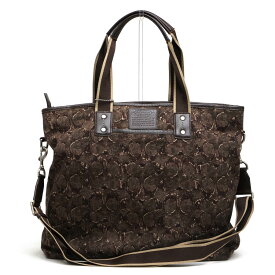 COACH トートバッグ コーチ F70583 Heritage Web Canvas Printed Tote ヘリテージ ウェブ キャンバス プリントトート ファティーグマルチ 一部牛革 A4サイズ収納可 迷彩・カモフラージュ柄 2WAY ショルダーバッグ 【中古】