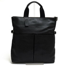 COACH トートバッグ コーチ F37750 Charles Foldover Tote チャールズ フォールドオーバー バッファローエンボスドレザー 牛革 スポーツカーフ シボ革 シュリンクレザー 【中古】