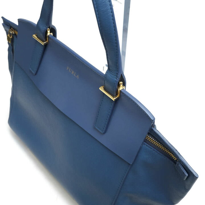 美品】FURLA フルラ ドルチェヴィータ 黒バッグ ネイビー トートバッグ  