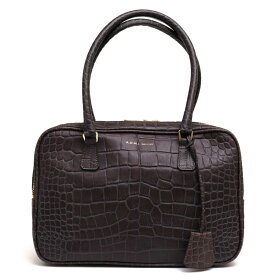 ADMJ ハンドバッグ エーディーエムジェイ ACS01070 CROCODILEEMBOSSING BASIC BOSTONBAG 28cm 国産牛革 ミニボストン クロコ型押し 肩掛け ワンショルダーバッグ 【中古】