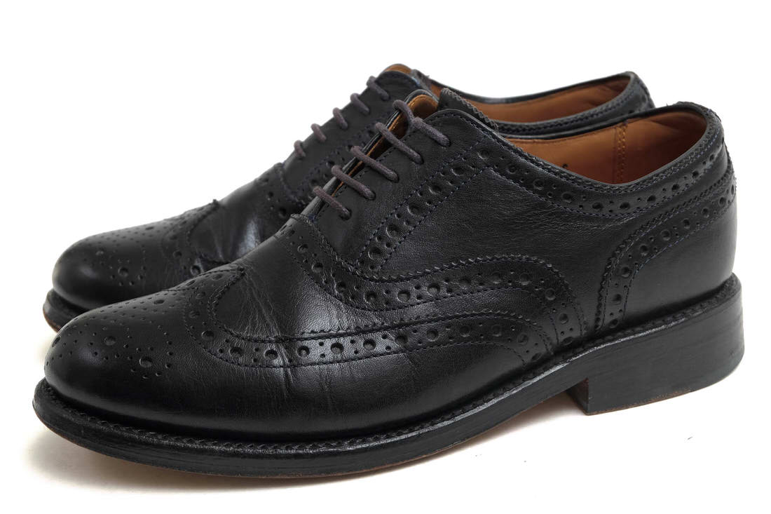 人気商品の フレッド 靴 グレンソン ウィングチップ LEATHER CALF BLACK 110009 FRED GRENSON シューズ メンズ  カーフレザー ブラック grenson-110009
