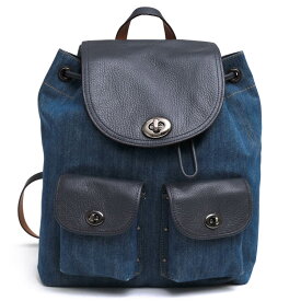 コーチ/COACH/37975 TURNLOCK RUCKSACK IN COLORBLOCK DENIM ターンロック リュックサック カラーブロック リュック 【中古】