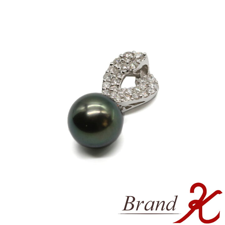 楽天市場】K18WG ブラックパール メレダイヤ 0.69ct ペンダントトップ 