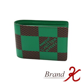 【 LOUIS VUITTON / ルイ・ヴィトン 】ダミエ ポップ ポルトフォイユ ミュルティプルN40542 グリーン ブラウン 折財布 2024春夏 イニシャル入り ポルトフォイユミュルティプルLV ルイヴィトン ダミエポップ【中古品・美品】【送料無料】楽天 BRAND K 浜町店