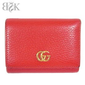 グッチ GGマーモント 474746 三つ折り財布 レザー レッド ゴールド金具 多収納 GUCCI ◆ 【中古】