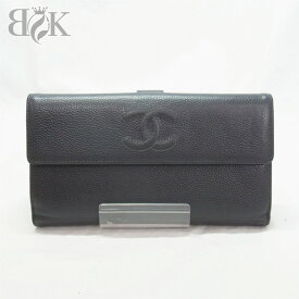 シャネル キャビアスキン 長財布 ココマーク ブラック CHANEL 中古 ＋【中古】