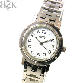 エルメス クリッパー CL6.710 レディース 腕時計 デイト クォーツ SS 白文字盤 動作品 HERMES 〓 【中古】