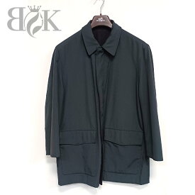 美品 エルメス リバーシブル メンズジャケット ポリエステル×カシミヤ ブルゾン ハーフコート ネイビー系 古着 HERMES 中古 ★【中古】