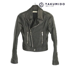 バレンシアガ ライダースジャケット サイズ34 ブラック レザー BALENCIAGA 【中古】 | 黒 レディース ブランド ファッション カジュアル 上着 長袖 アパレル 服 ABランク