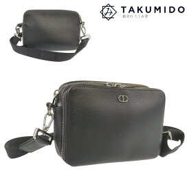 クリスチャンディオール ショルダーバッグ 中古 ブラック レザー Christian Dior 【中古】 | コンパクト ポシェット CD バッグ ユニセックス 黒 ロゴ バック ブランド ABランク