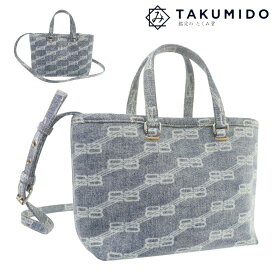 バレンシアガ トートバッグ 702699 中古 BBモノグラム ブルー デニムキャンバス BALENCIAGA 【中古】 | 2WAY ショルダー バック 手提げカバン ロゴ シンプル ファッション ブランド Aランク