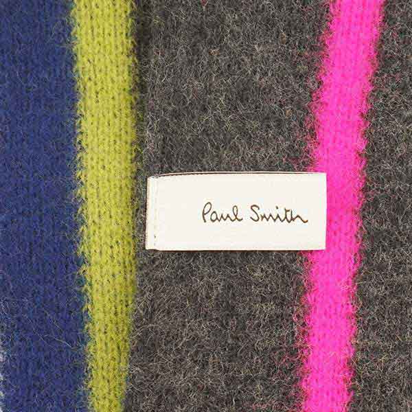 ポール・スミス マフラー ウール 羊毛 マルチカラーストライプ 送料無料 ブランド PAUL SMITH MIKE STRIPE M1A 355E  AS10 76 GY | 財布小物専門店　ブランドラヴ