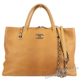 Aランク シャネル チェーンショルダーバッグ ハンドバッグ 2WAY パリ限定 キャビアスキン ベージュ レディース CHANEL 【中古】