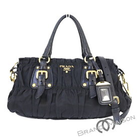 Bランク【プラダ】2WAYバッグ/ナッパゴーフル/BN1407/ブラック/ナイロン/PRADA【中古】