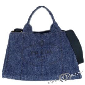 Aランク【プラダ】カナパトート/B2642B/デニム/ネイビー/PRADA/ハンドバッグ/トートバッグ【中古】
