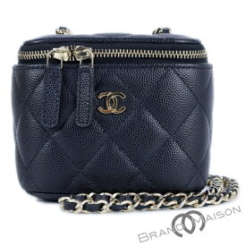 Aランク【シャネル】クラシック/スモールバニティ/チェーンバッグ/ポーチ/マトラッセ/AP1340/ブラック/キャビアスキン/CHANEL/レディース