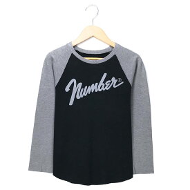 NUMBER(N)INE 05AW THE HIGH STREETS THS ハイスト期 ラグラン Tシャツ ブラック グレー 黒 灰 ナンバーナイン カットソー プリント トップス フェンダー ハイストリート 2005年秋冬 送料無料【中古】k-0075