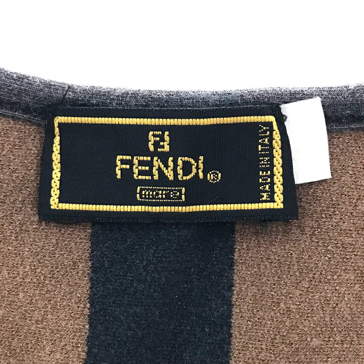 楽天市場】FENDI パイル地 ストライプ ペカン柄Tシャツ ブラウン 