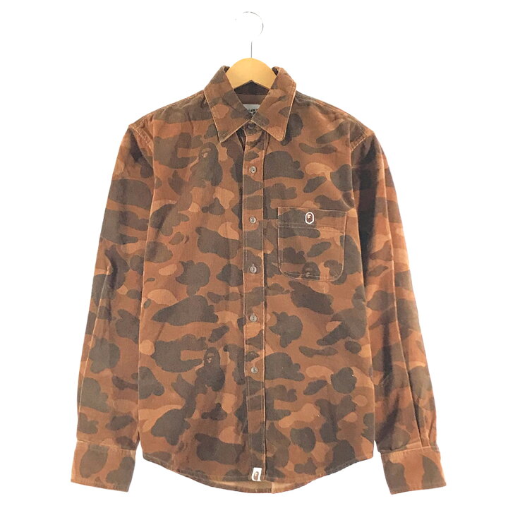 楽天市場】BAPE カモ柄 長袖コーデュロイシャツ Sサイズ ブラウン A 