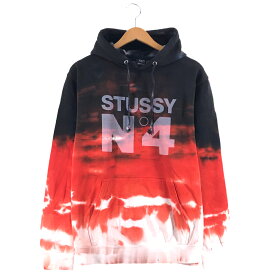 STUSSY No4 タイダイスウェットパーカー XLサイズ マルチカラー ステューシー ナンバー4 プルオーバー ストリート STREET 送料無料【中古】k-0660